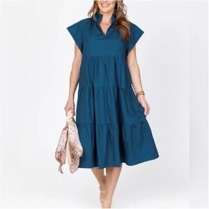 NWT Avara Pinch XS‎ Caroline Dress Tiered Ruffle Neck
